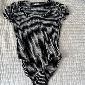 Madewell Black and White Striped Bodysuit